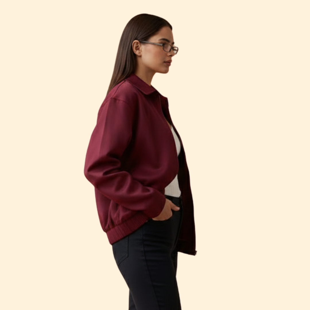 Women’s Burgundy Bomber Jacket
