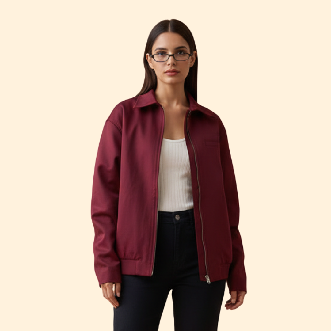 Women’s Burgundy Bomber Jacket