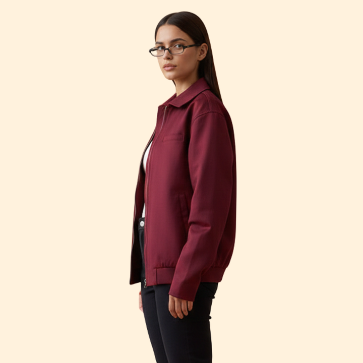 Women’s Burgundy Bomber Jacket