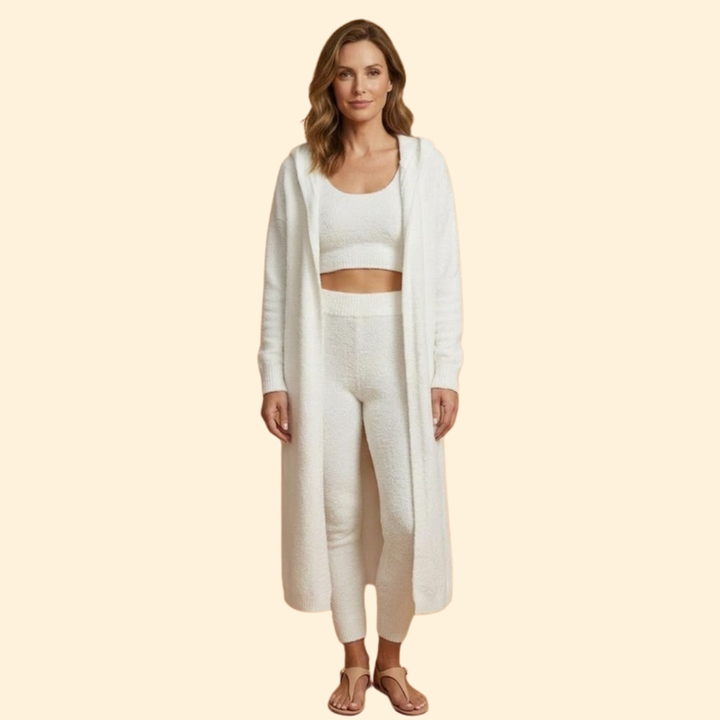 Women's Cozy Three Piece Set with Cardigan