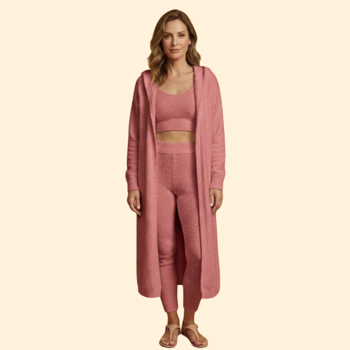 Women's Cozy Three Piece Set with Cardigan