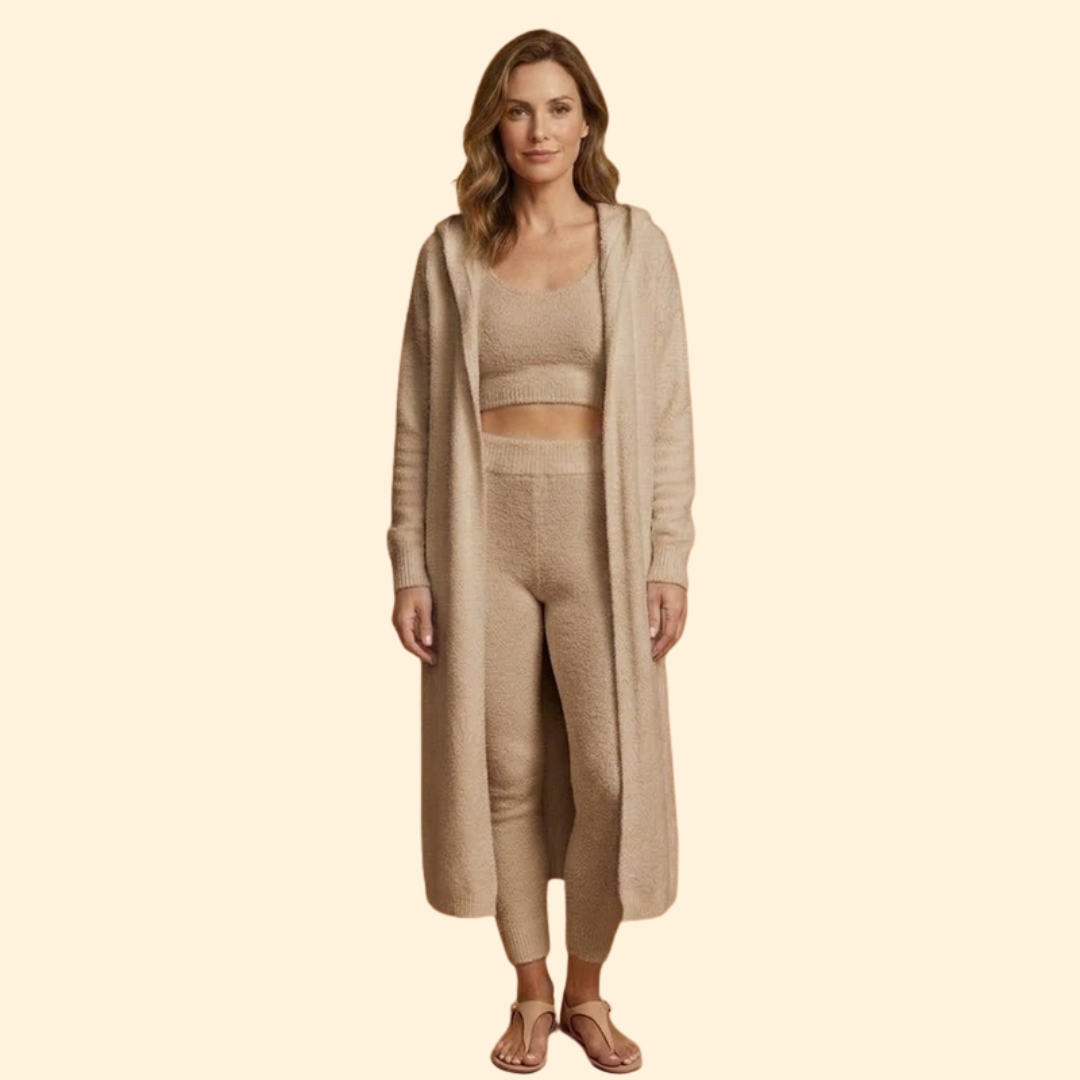 Women's Cozy Three Piece Set with Cardigan
