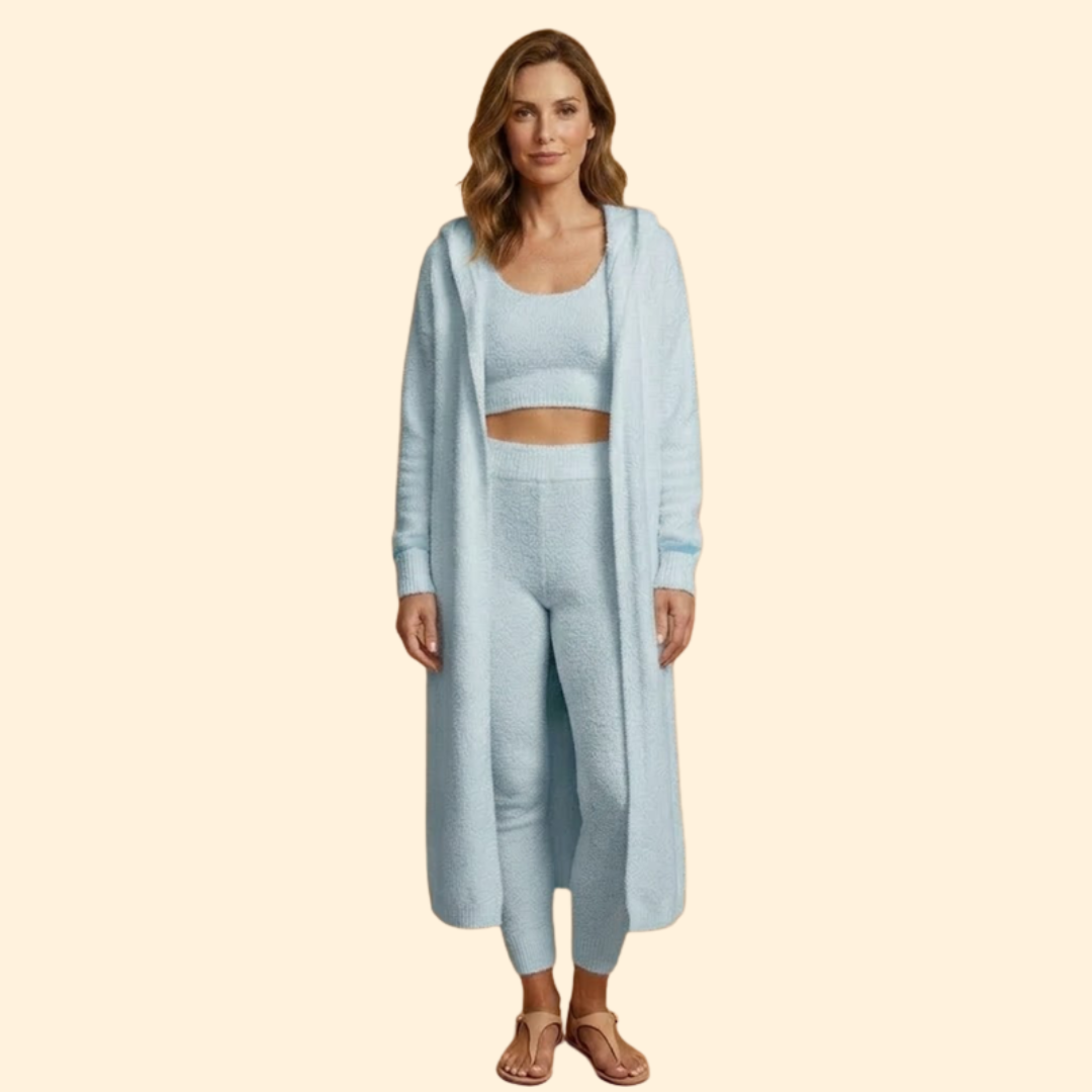 Women's Cozy Three Piece Set with Cardigan