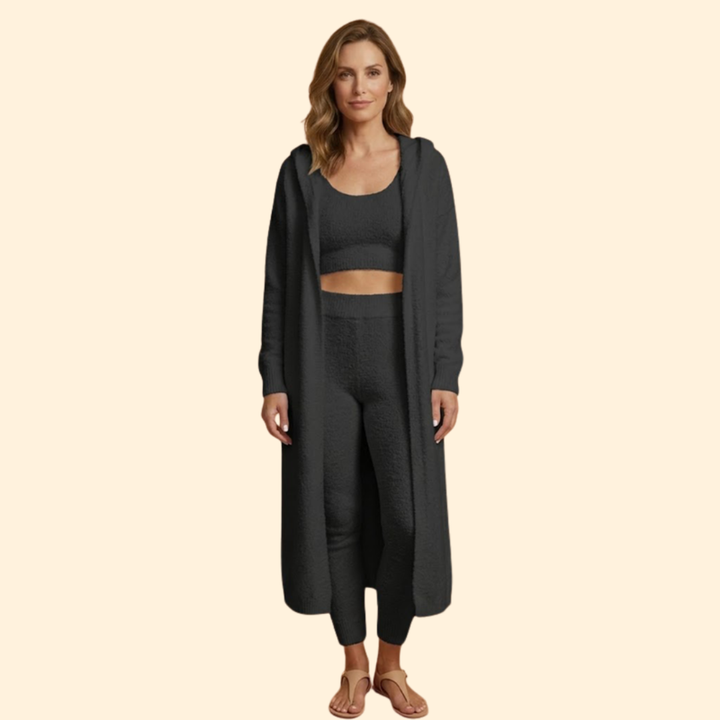 Women's Cozy Three Piece Set with Cardigan