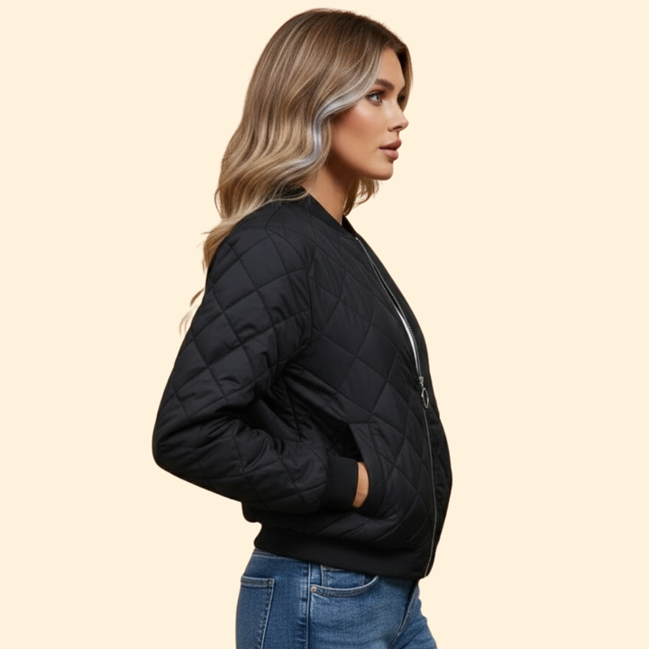 Women's Diamond Quilted Bomber Jacket