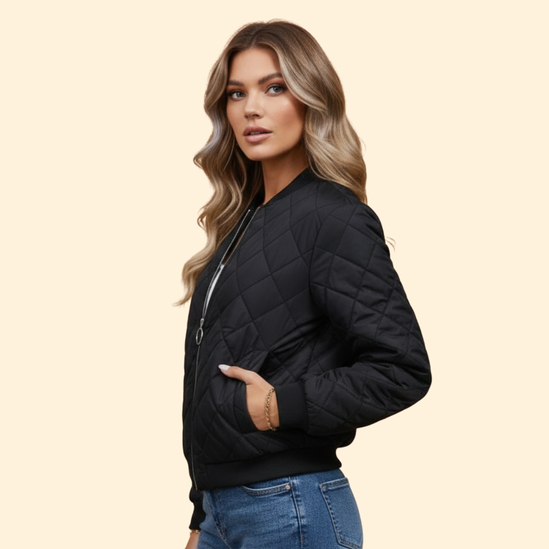 Women's Diamond Quilted Bomber Jacket