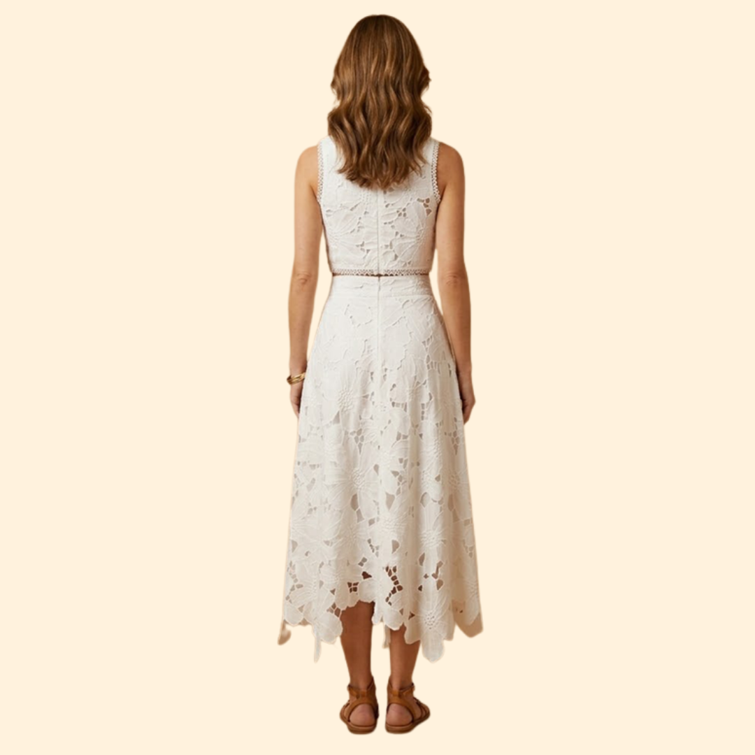 Women's Floral Lace Crop Top & Skirt Set