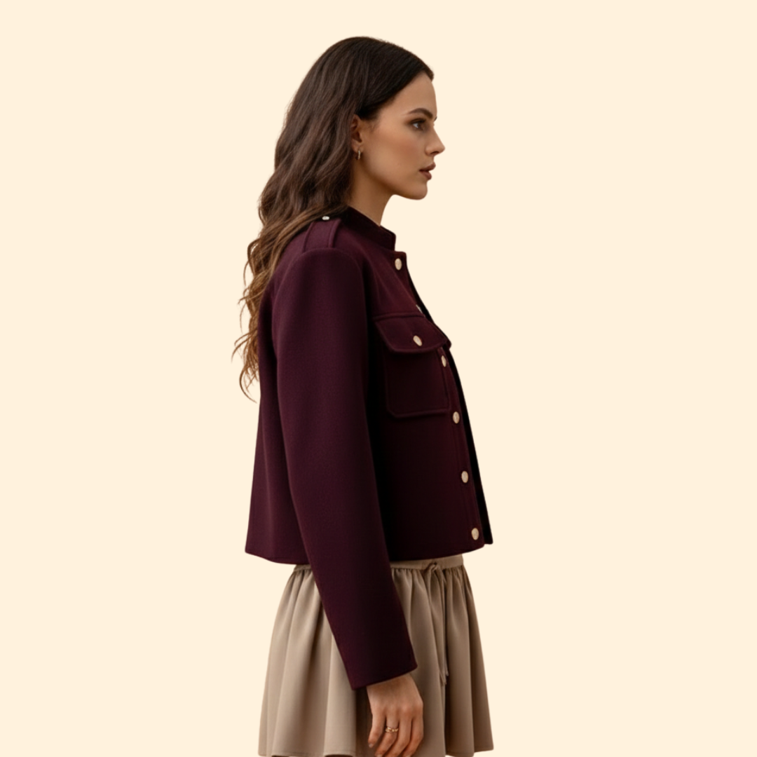 Women’s Gold Button Bomber Jacket