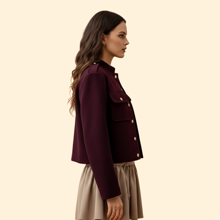 Women’s Gold Button Bomber Jacket