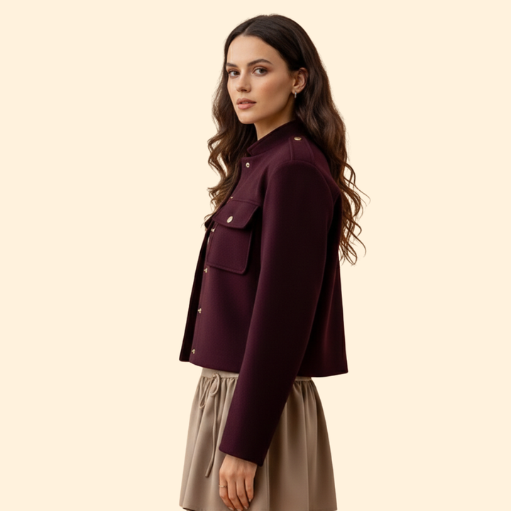 Women’s Gold Button Bomber Jacket