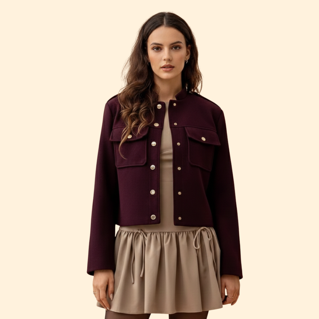 Women’s Gold Button Bomber Jacket