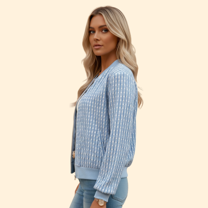 Women’s Grid Texture Bomber Jacket