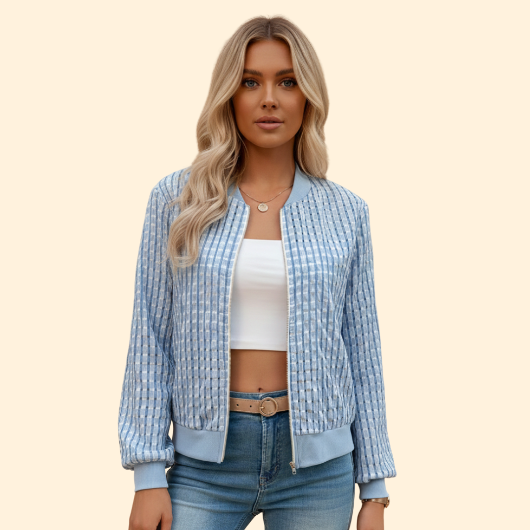 Women’s Grid Texture Bomber Jacket