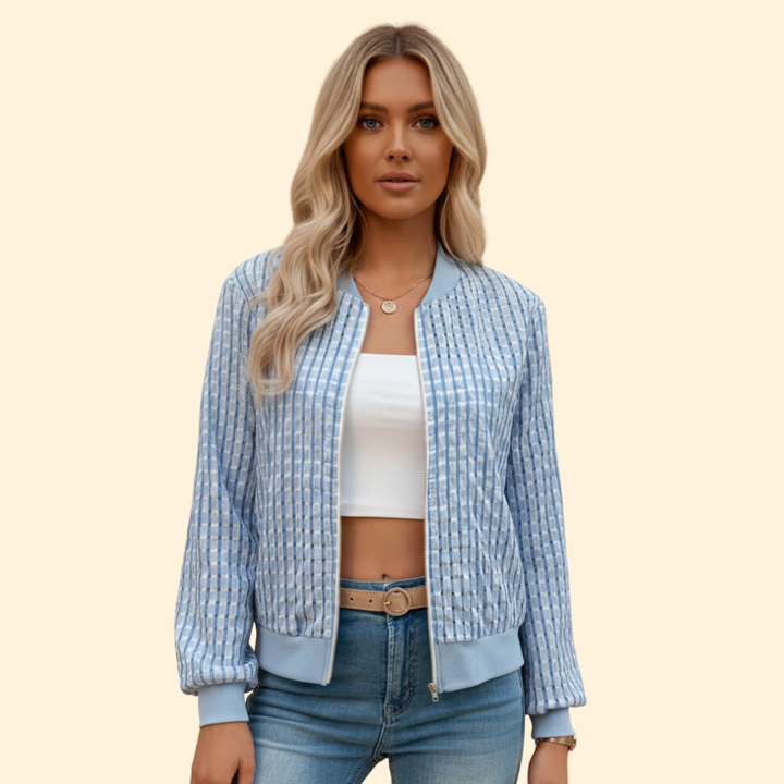 Women’s Grid Texture Bomber Jacket
