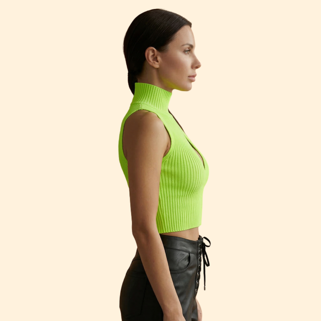 Women's High Collar Crop Top