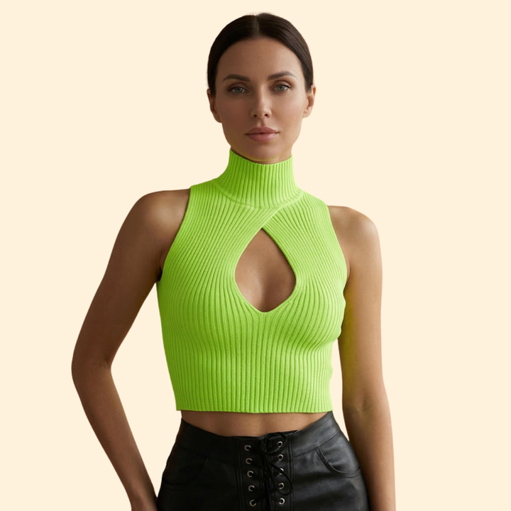 Women's High Collar Crop Top