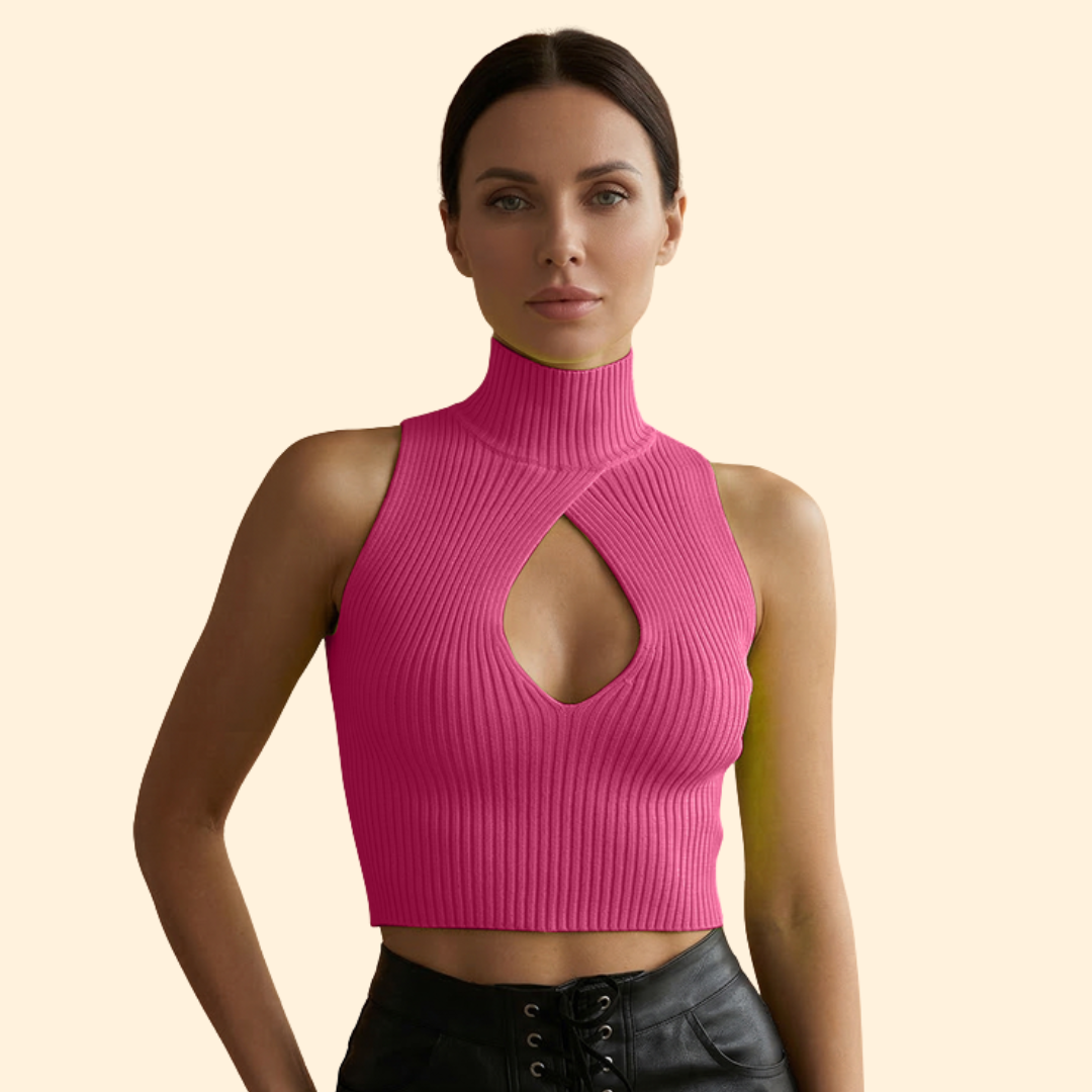 Women's High Collar Crop Top