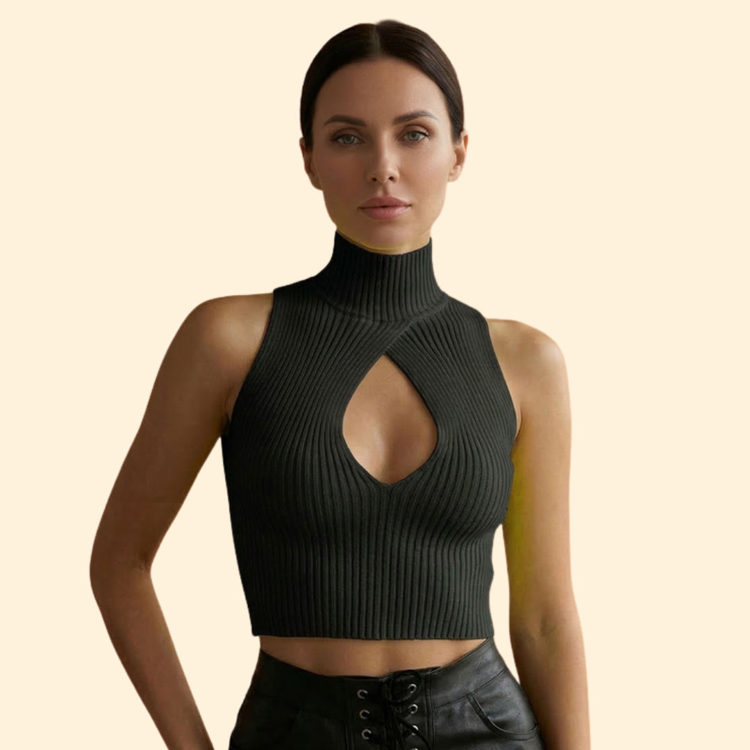 Women's High Collar Crop Top