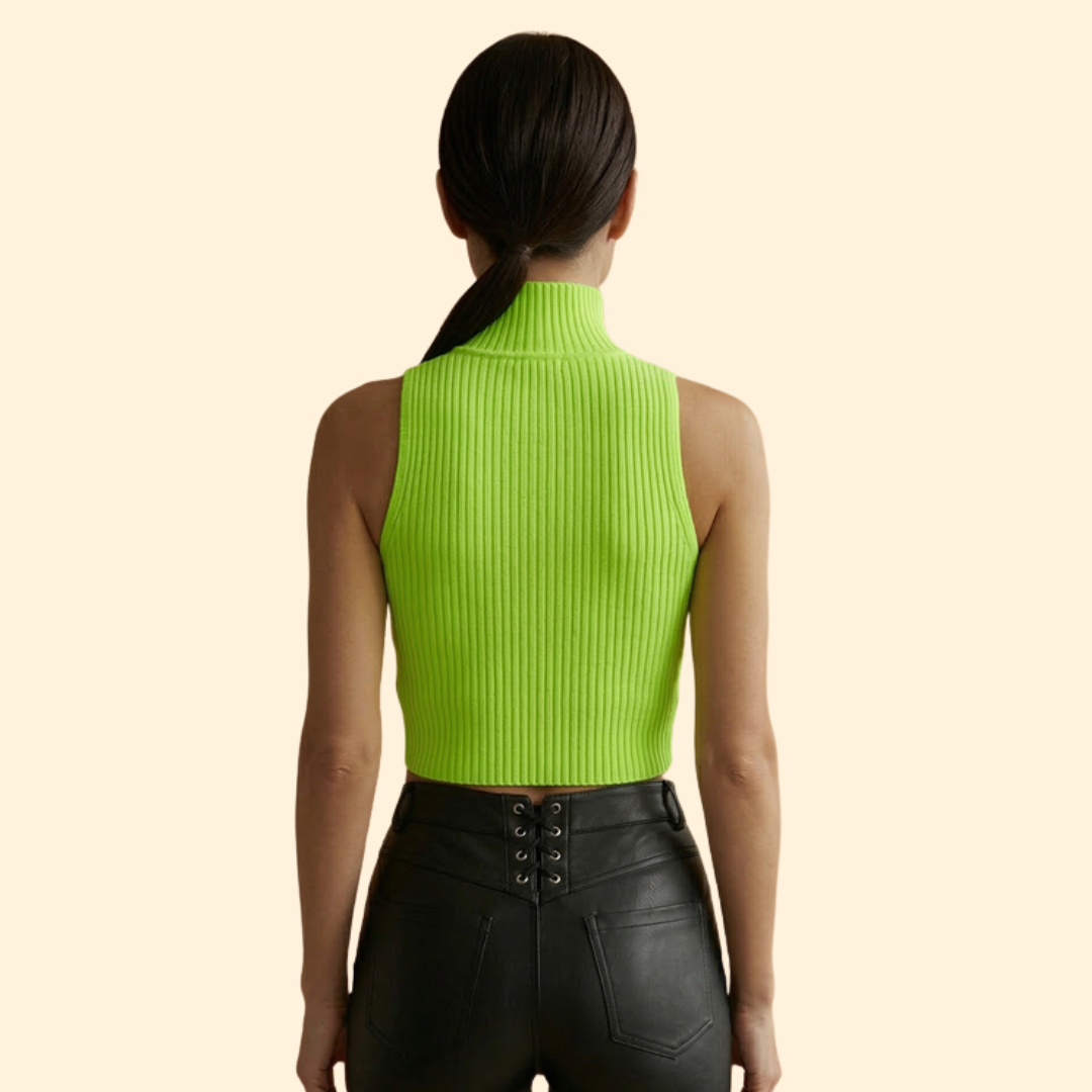 Women's High Collar Crop Top