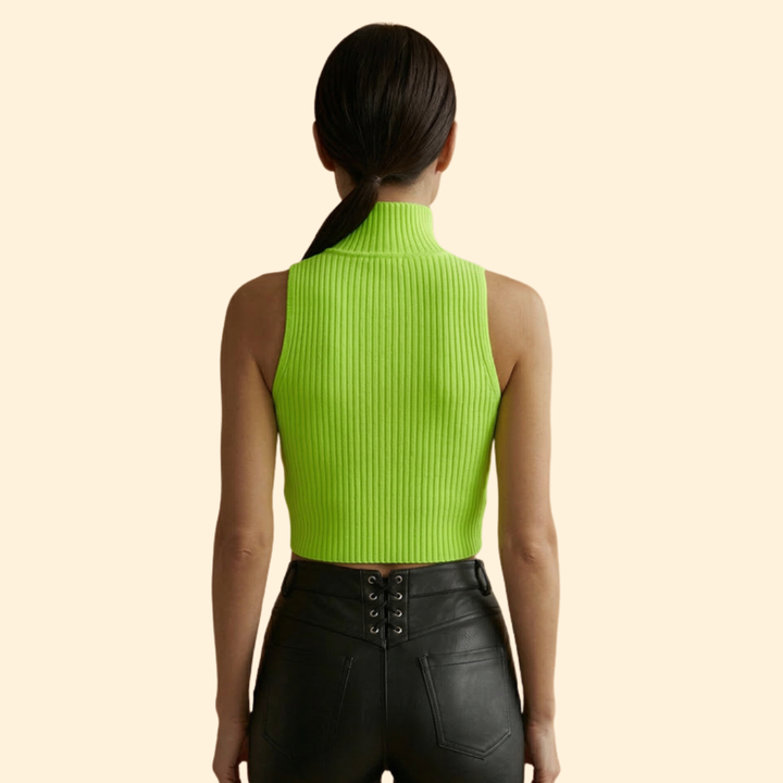 Women's High Collar Crop Top