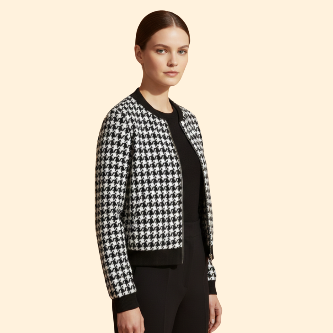 Women’s Houndstooth Bomber Jacket