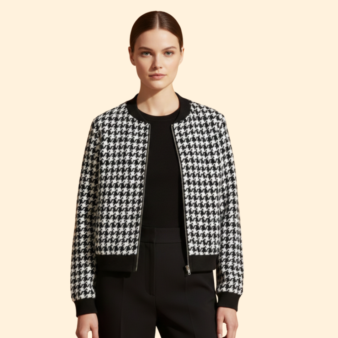 Women’s Houndstooth Bomber Jacket