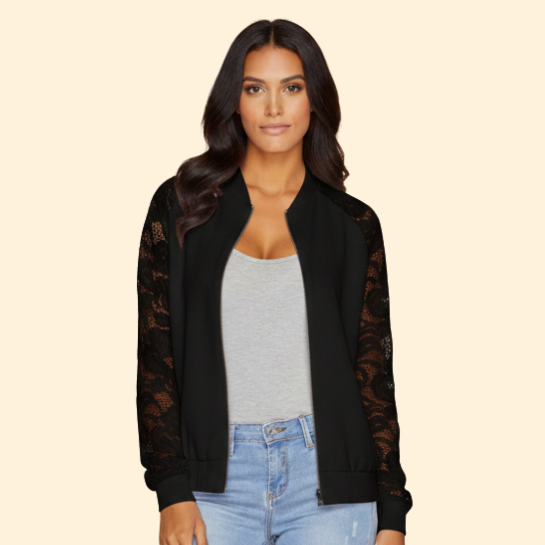 Women’s Lace Sleeve Bomber Jacket