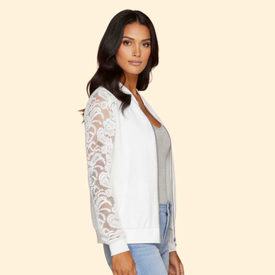 Women’s Lace Sleeve Bomber Jacket