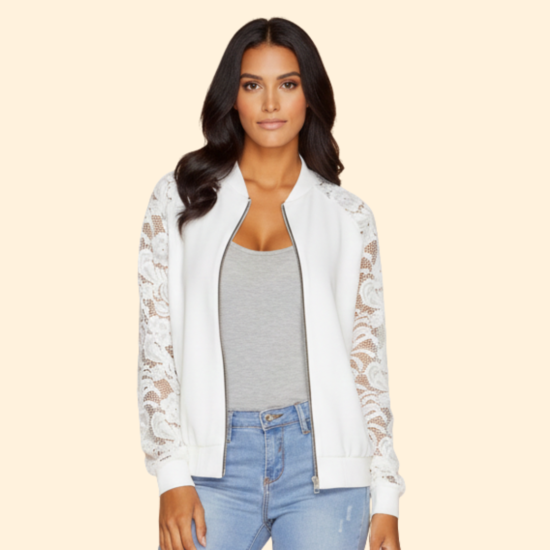 Women’s Lace Sleeve Bomber Jacket