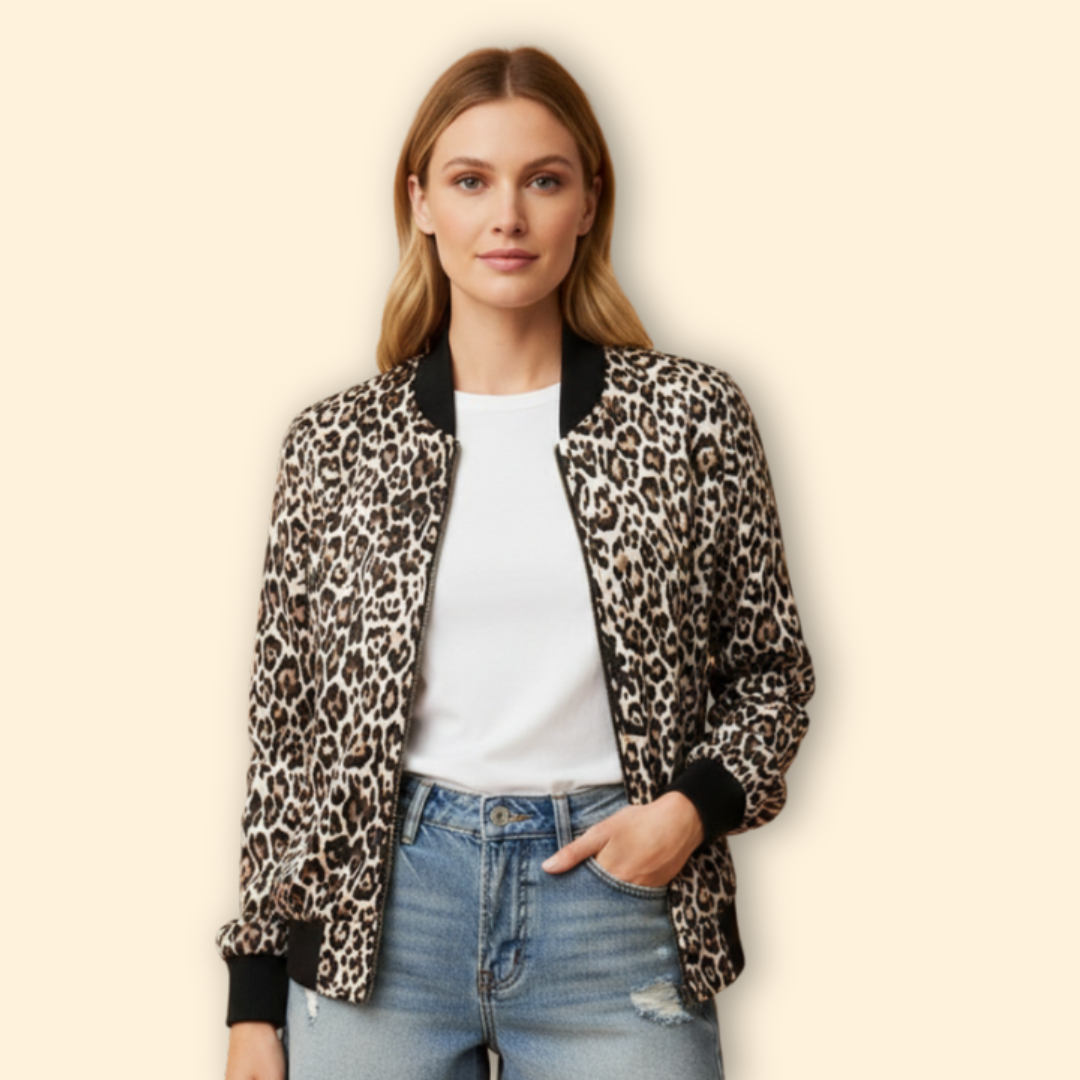 Women’s Leopard Print Bomber Jacket