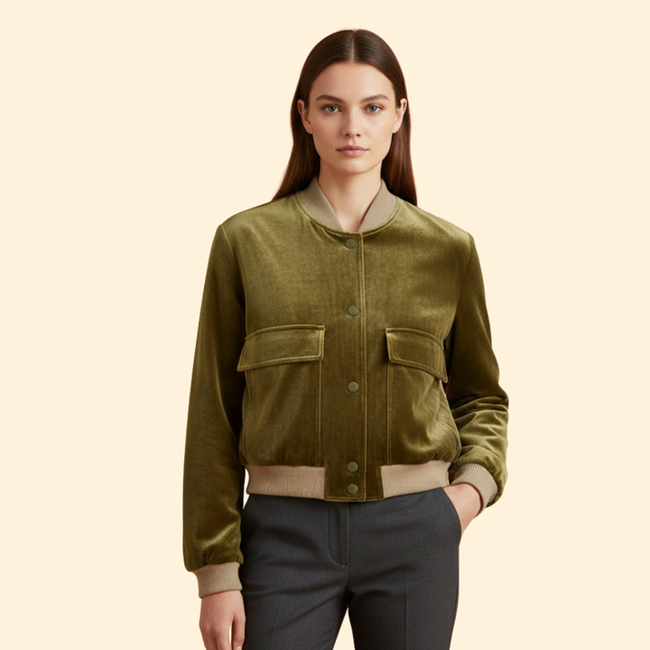 Women’s Modern Velvet Bomber Jacket