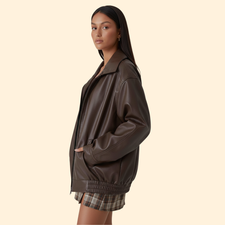 Women's Oversized Leather Jacket