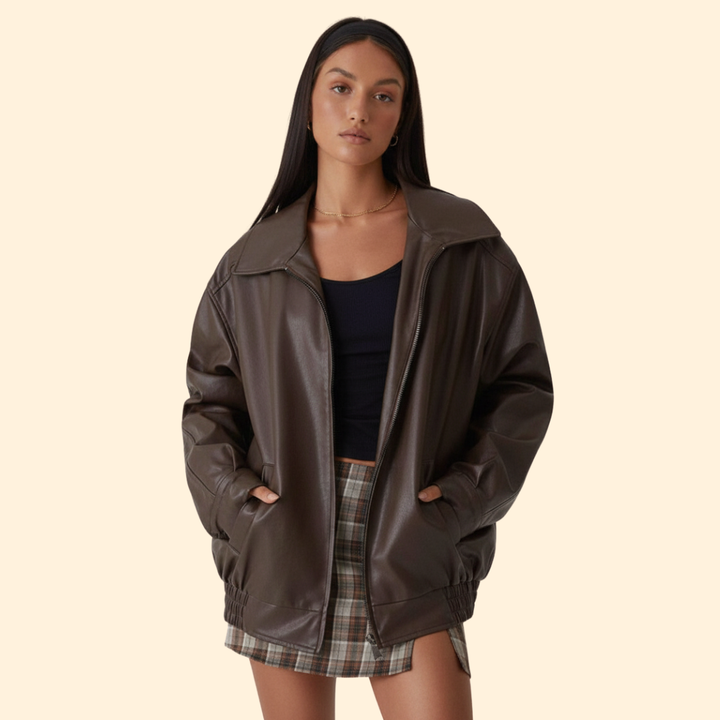 Women's Oversized Leather Jacket