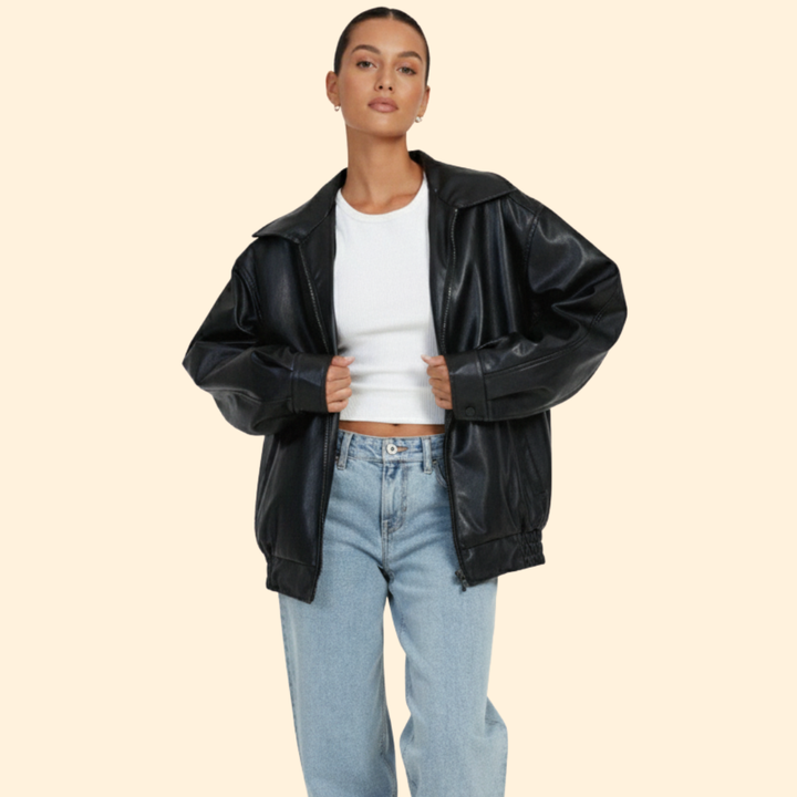 Women's Oversized Leather Jacket