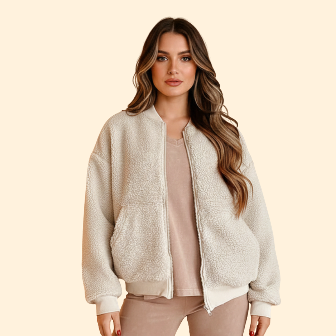 Women’s Plain Fleece Bomber Jacket