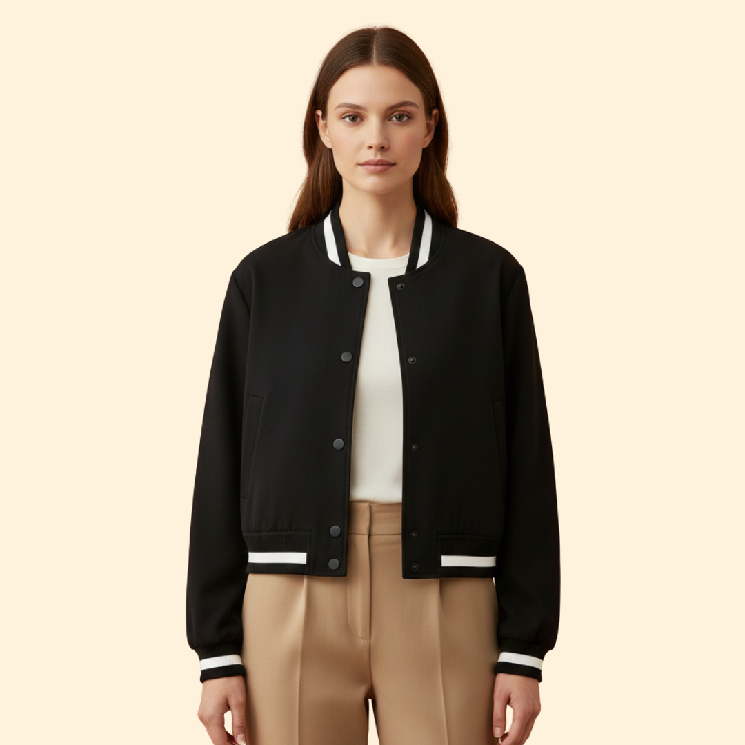 Women's Snap Button Bomber Jacket