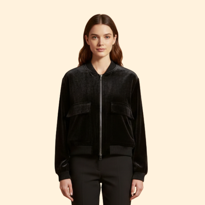 Women’s Soft Velvet Bomber Jacket