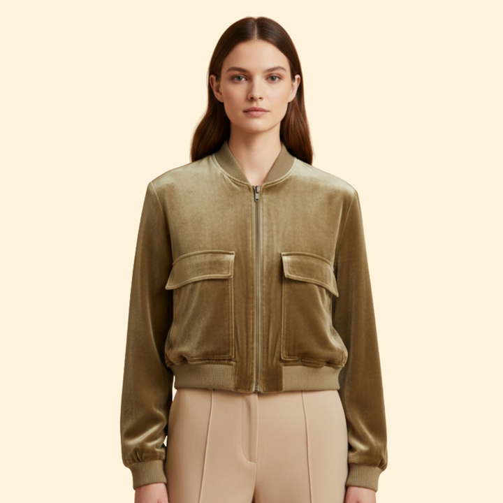 Women’s Soft Velvet Bomber Jacket