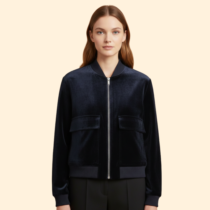 Women’s Soft Velvet Bomber Jacket