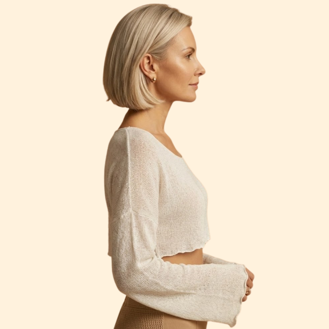 Women's Textured Crop Top with Wide Sleeves