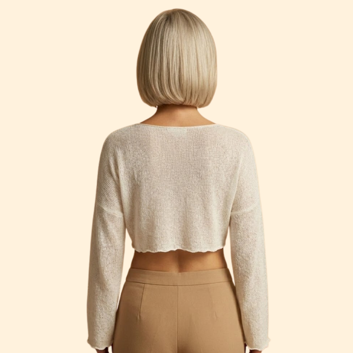Women's Textured Crop Top with Wide Sleeves