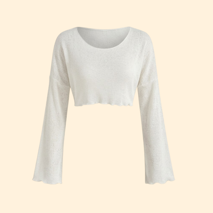 Women's Textured Crop Top with Wide Sleeves