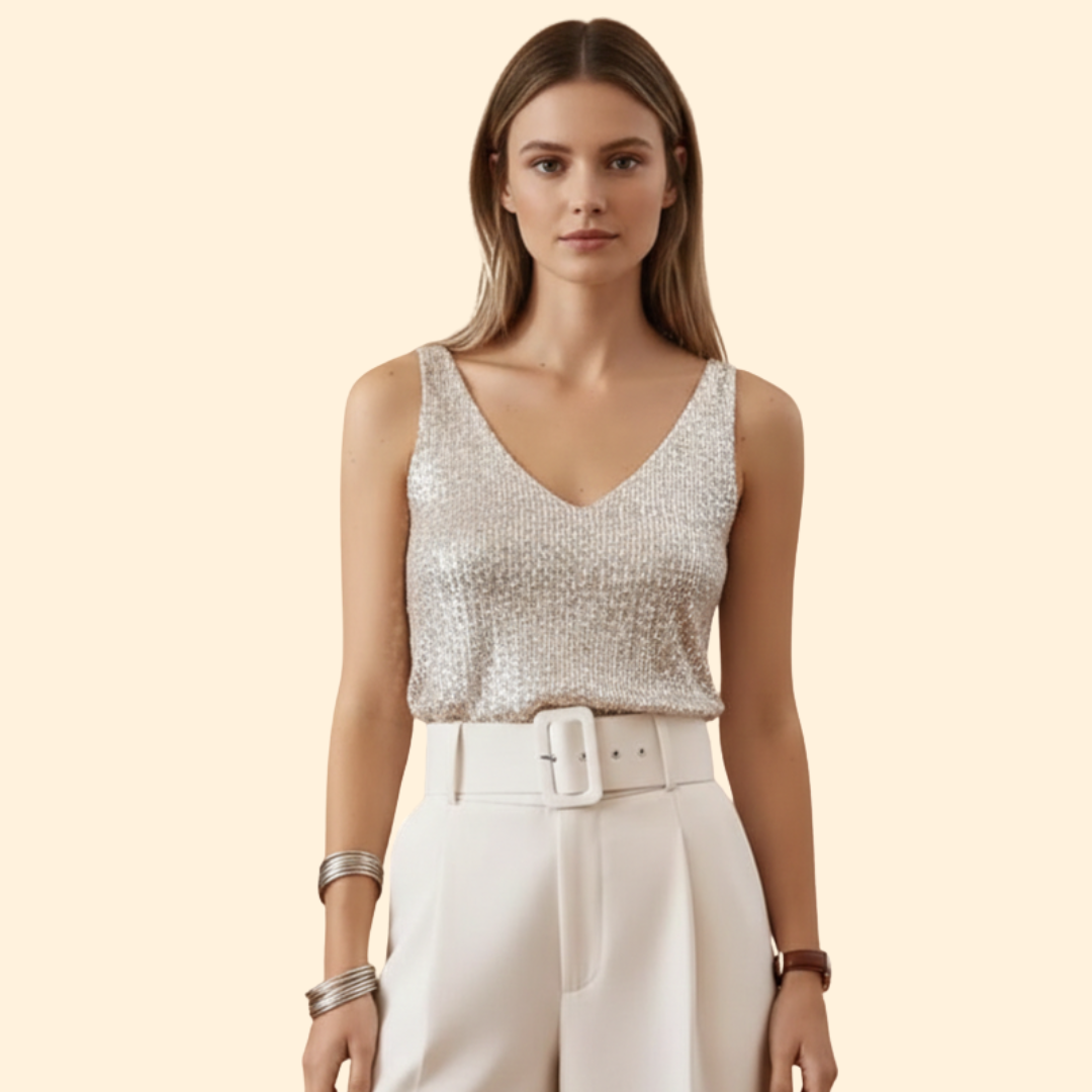 Women’s V Neck Sequin Top