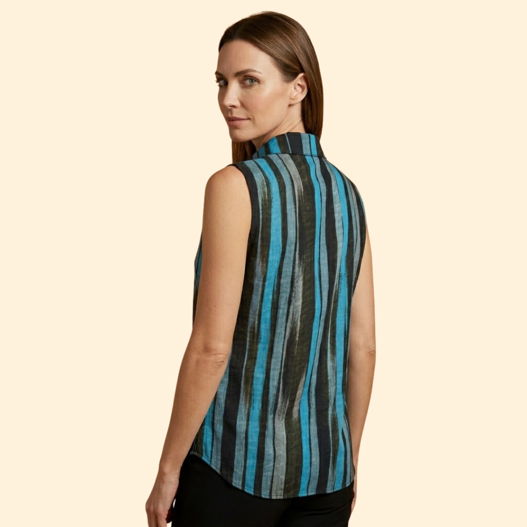 Women's classic sleeveless button-down blouse Sleeveless cut for Office Wear