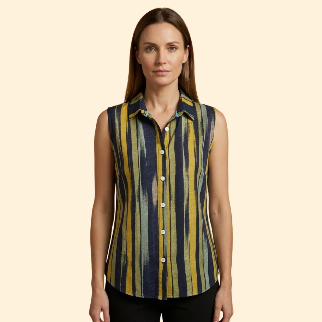Women's classic sleeveless button-down blouse Sleeveless cut for Office Wear