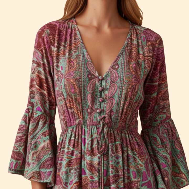 Women's Boho Paisley Maxi Dress