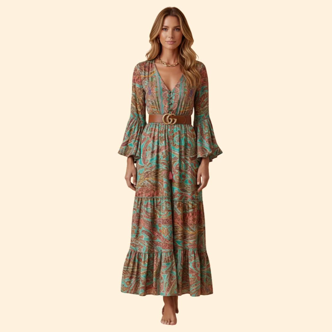 Women's Boho Paisley Maxi Dress