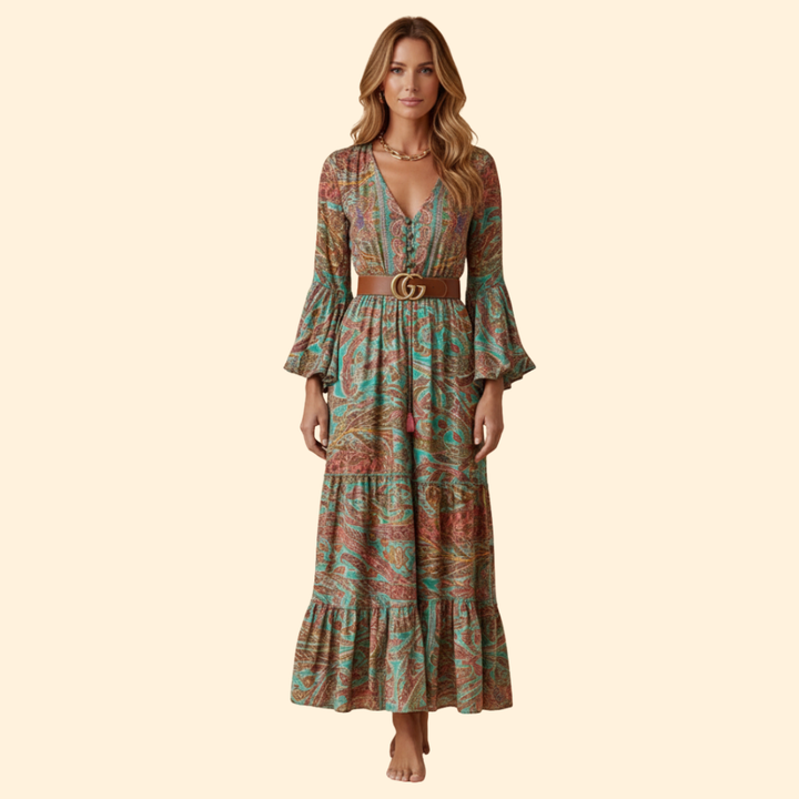 Women's Boho Paisley Maxi Dress