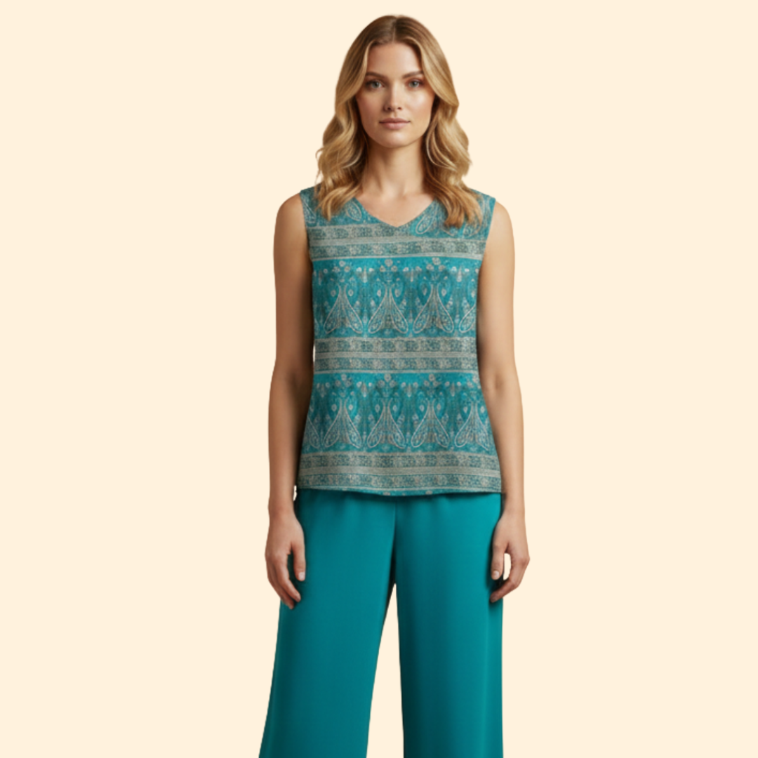 Women's Boho Print V-neck Top