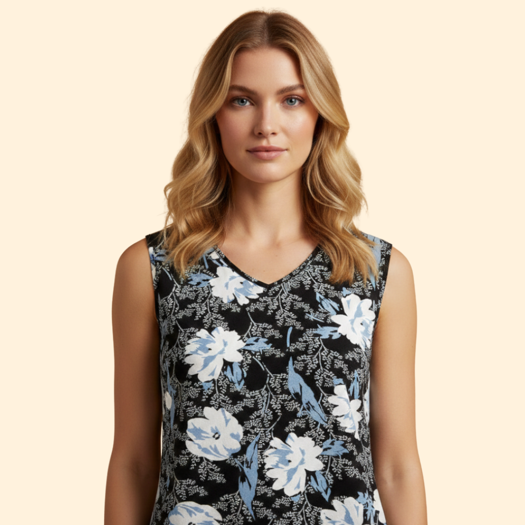 Women's Boho Print V-neck Top
